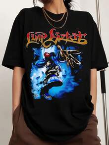 Limp Bizkitss Canvas Print T-Shirt Retro Printed Fashion T-Shirts For Men And Women, Fan Merch - 黑色 - 查看 1