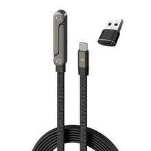 1條線 + 1個轉接頭 PD Type C 快充線附手機支架，90°彎折數據線，相容 iPhone 17 16 15 及多款 Type C 手機，240W，支架線適用於廚房、浴室、晚餐、午餐與閱讀場景 - cable + adapter - 查看 5