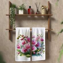Vintage Flower Bouquet Printed Kitchen & Bathroom Hand Towels, Wrinkle Resistant Decorative Dish Towels. Super Absorbent, Machine Washable, Ideal For Kitchen Cleaning, Daily Home Decor & Gift Option. - Multicolor - View 3
