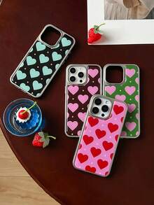 17 Pro Max Drip Glue Phone Case, Sweet & Cool Contrast Color Heart Design, Shockproof Protective Cover, Fashionable Best Friend Matching Style - Multicolor - View 2