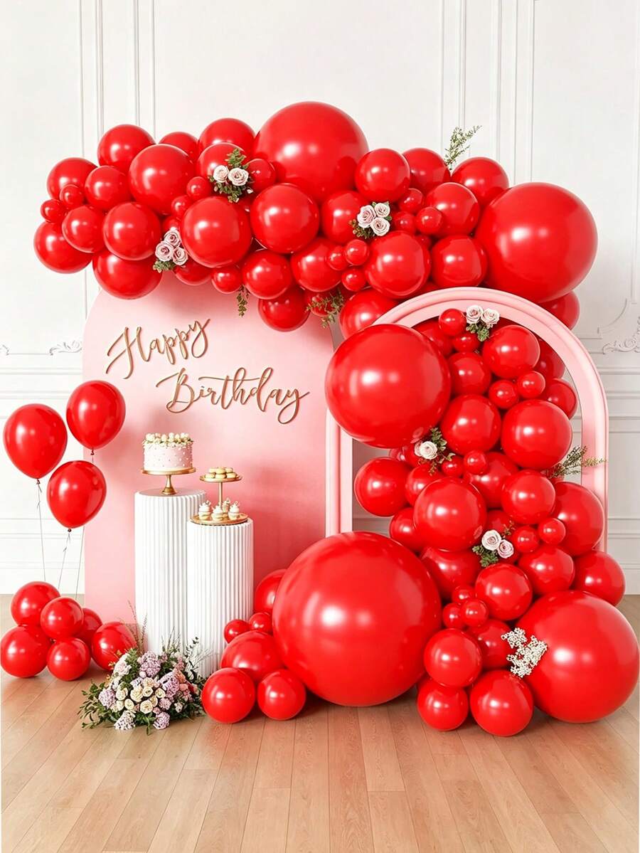 Red Balloons 135 Pcs Different Sizes 36 18 12 10 5 Inch Latex Balloons Matte Arch Kit Garland For Birthday Graduation Baby Shower Anniversary Wedding Party Decorations - Red - View 1