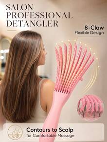 1pc Octopus Comb Hair Massage Straightening Comb Detangling Comb Styling Comb - Multicolor - View 1