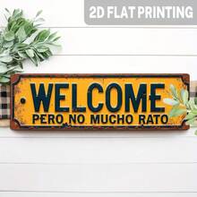 2D Flat Sign, Country Style Welcome Plaque, Iron - Vintage Spanish Theme Wall Decor, 4X16 Inch Iron Sign, Suitable For Cabin, Cafe, Bar, Home - No Electricity Required, Cafe Decoration, 2D Flat (Random Style) - A - View 4