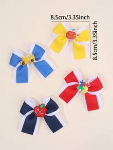 2/8 piezas de pinzas para el cabello de niña para la vuelta a la escuela, de varios colores, con lazo de cinta de unicolor, lindo pasador de lápiz, barrettes para el primer día de escuela, accesorio para el cabello como regalo para estudiantes - Multicolor - Ver 7