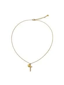 1pc Exquisite Minimalist Cross Heart Pendant Stainless Steel Necklace With Rhinestone Pendant Choker Necklace For Women, Daily Commute, Dating, Gift Accessory - Cross Heart Pendant Necklace - View 7
