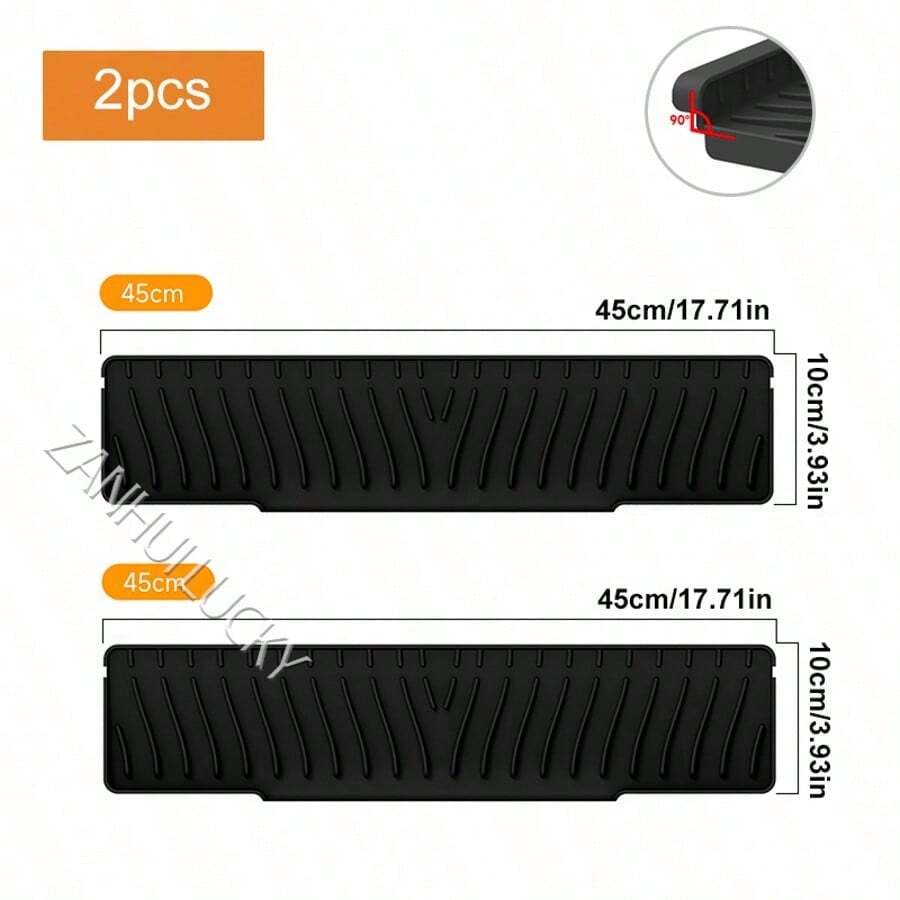 2026 Kitchen Anti-Splash Accessory Set: Drip Tray + Non-Slip Utensil Drying Mat - 2 Black Pieces 45*10 cm - View 1