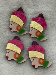 1pc Handmade Patchwork Acrylic Brooch, Fashionable Personalized Dopamine Colorful Women's Brooch, Bag & Clothing Accessory Pin - A - View 4