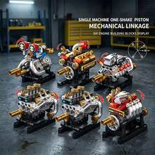 Juego de bloques de construcción de motor mecánico, kit de modelo de pistón y biela funcional, bloques de juguete DIY, bloques de construcción para aliviar el estrés, kit de modelo de coche coleccionable, juguete de ensamblaje de válvulas para niños, gran regalo de cumpleaños/Navidad. - Multicolor - Ver 3