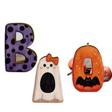 Cute Halloween BOO Wooden Desktop Decor, Polka Dot Ghost & Bat Pumpkin Sign, Spooky Style Multi-Layer Tray Ornament, Autumn Halloween Home Decoration, Suitable For Party Lovers - A - View 5
