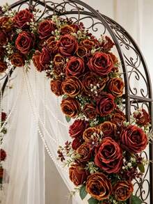 1/3pcs Artificial Rose Flower Bouquet, Suitable For Spring And Autumn Decoration, Wedding Vase, Home, Restaurant, Bedroom, Kitchen, Bathroom Decor, Mother's Day Gift, Holiday Birthday Party Supplies, Outdoor Garden Decoration - Orange - View 2