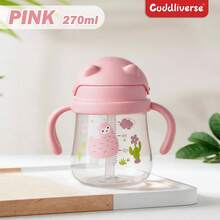1pc 270ml Cartoon Straw Sippy Cup, Bear Design, Leak-Proof Straw Balance Cup With Handle, Suitable For 6 Months+, Silicone Straw, Clear Scale - Multicolor - View 13
