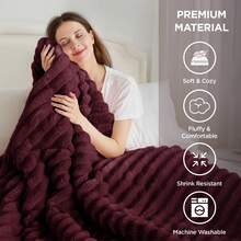Fluffy Ribbed 2/3 Pieces Corduroy Comforter Set Thick Durable Ultra Soft Plush Cozy Bedding Set 330 GSM All Season For Twin Full Queen King California King Housewarming Wedding Christmas Gift - 紅色 - 查看 4