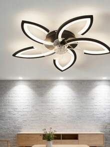 Lámpara de Techo de Lujo Nórdico Moderno 2026 con Colgante Acrílico Floral Negro, Regulable de 3 Tonos, Ventilador de Techo con 1-6 Velocidades Ajustables, Lámpara de Techo Minimalista Americana para Decoración de Espacios Interiores del Hogar, Dormitorio, Comedor y Sala de Estar - Unitalla - Ver 6