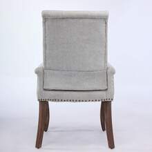 Beige Chenille Accent Dining Chair, Curved Wood Legs, Single Pack - Beige - View 7