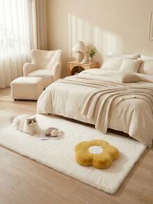 1 pieza Alfombra decorativa de piel de conejo sintética color crema blanco, tacto esponjoso y suave, adecuada para sala de estar, dormitorio, estudio, entrada, comedor, decoración de lavandería, material suave y amigable con la piel, hogar personalizado, hogar de moda, alfombra de dormitorio, alfombra de cocina, alfombra de estudio, alfombra de sala de estar, alfombra de baño, para todas las estaciones - Blanco Crema - Ver 2