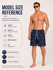 Quần short đi biển, đi nghỉ hàng ngày, in kỹ thuật số 3D Ocean Element dành cho nam, có dây rút, một lớp không lót, phong cách Hawaii - Màu xanh lam - Xem 7