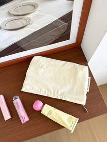 MEYOU FAIRY AGG 刺繡蝴蝶結黃色女用化妝包，內袋式便攜旅行盥洗包、手提包，多功能保養品收納袋，女性衛生棉收納袋，送給媽媽、女友的禮物，學生筆袋 - 彩色 - 查看 5