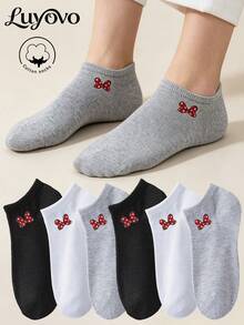 5雙女款棉質短襪，可愛款，秋冬春夏四季適用，透氣細節，吸濕排汗，柔軟光滑，適合各種節日、運動、休閒、商務及其他日常穿著，四季可穿，隨機配色組合 - 彩色 - 查看 2