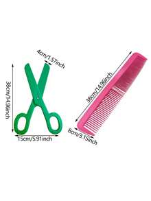 2pcs/1pc Giant Comb Funny Prop - Oversized Comb And Scissors Photo Props; Suitable For Halloween, Birthday Party, Stage Performance, Novelty Use, Holiday Gift, Etc. - One Size Fits All - View 3