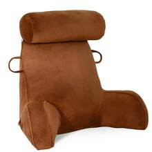 Adult Reading Pillow With Arms, Back Support Cushion For Bed, Detachable Washable Cover With Pocket, Ideal For Reading & Relaxing - Coffee Brown - View 5
