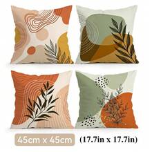 4pcs Bohemian Geometric & Botanical Pattern Pillow Covers, Single-Sided Print, Suitable For Living Room, Bedroom, Home Decor, All-Season Use - Multicolor - View 13