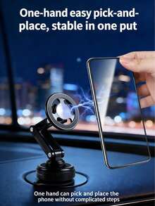 Upgraded 360° Rotating Magnetic Car Phone Holder – Suitable For All Car Models, Rotatable Foldable Multi-Angle Mechanical Arm Design And Adjustable Phone Mount – Suitable For Desk, Car Dashboard, Glass Surface And More / Strong Magnetic Suction Force, Includes Magnetic Attraction Components, Comes With Accessories (Magnetic Plate*1 + Suction Cup Auxiliary Pad*1) - A - View 5