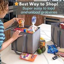 1pc Shopping Bag, Made Of Thickened Material, Equipped With Long Handles, Designed In A Generous Box Shape, Can Stand Upright, Easy To Open And Close, Can Be Folded Flat For Storage - Multicolor - View 13