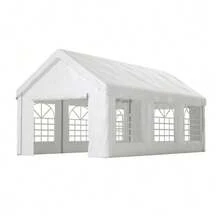 3x6m Vehicle Shelter – Double Sectional Door For Full Access, Robust And Watertight Construction – Removable Roof And Side Panels - White - View 7