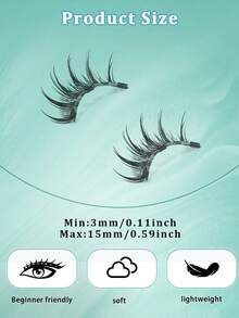 1 Pair Magnetic False Eyelashes With Applicator, Upgraded Soft Magnetic Lashes, Portable Natural Look, Reusable, No Glue Needed, Manga Eye False Eyelashes - Black - View 9