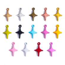 10 piezas/set Colgante DIY estrella de cuatro puntas - Plateado - Ver 1