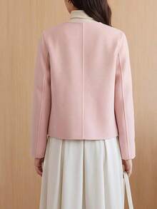 2026 Autumn/Winter New Wool Blend Jacket, Fresh & Compact, Versatile Double-Breasted Solid Color Coat - Baby Pink - View 2