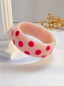 1pc Dopamine Colorful Polka Dot Acrylic Bracelet, Ins Style Retro Hong Kong Style Exaggerated Wide Cuff, Suitable For Women's Daily Wear - Polka Dot Acrylic Bracelet - View 13