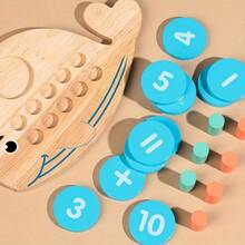 1 Set Wooden Whale Math Calculation Board, Addition And Subtraction Learning Tool Within 10, Puzzle Toy, Exercise Basic Math Skills, Perfect Gift - Multicolor - View 9