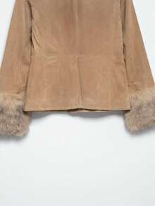 Seelio Autumn/Winter Fashion Faux Fur Coat - Brown - View 6