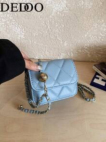 Dedoo Spring/Summer Popular Style, Premium Quality. Chain Strap, Can Be Carried On Shoulder Or Underarm. This Is A Mini Lipstick Bag. - Blue - View 4