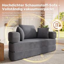 Flieks Multifunctional Freestanding Folding Sofa Bed (Boneless Couch) – Oval Bed With Cushions, Modular Sofa, Corduroy Fabric Cover (173 X 176 Cm), Suitable For Apartments, Living Rooms, Bedrooms - 淺灰色 - 查看 5