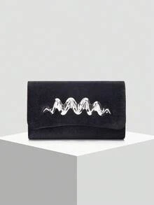 Luxurious, Elegant, Exquisite Large Capacity Velvet Women's Clutch Bag, Velvet Material Evening Bag With Detachable Chain Strap, Suitable For Weddings, Parties, Celebrations, For Girls, Women, College Students And Professional Women. - Black - View 2