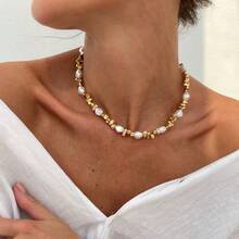 Collar de cuentas irregulares - Dorado - Ver 3