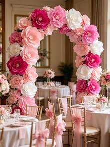 5/10/15 pezzi Fiori di carta 3D rosa/bianchi, fiori decorativi artificiali, accessori per decorazione di matrimoni e feste, adatti per feste di compleanno, matrimoni, raduni, celebrazioni, eventi festivi, decorazione dell'atmosfera della scena, parete di sfondo, parete, finestra, decorazione di archi, decorazione sospesa - multicolore - Visualizzare 4