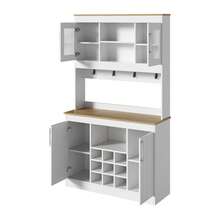 Kitchen Buffet With Tabletop 175cm - White And Wood Finish - Natural and White - 查看 7