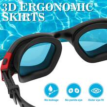 WIN.MAX Adult Polarized Swimming Goggles With Red & Black Frame, Smoke Lens, High Definition, Anti-Fog, Waterproof, Unisex - Multicolor - View 5