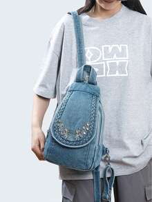 Fashionable Multifunctional Women's Crossbody Bag, Soft Chest Bag, Small Backpack, Summer 2026 - Baby Blue - View 10