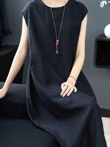 Women Midi Dresses - Black - View 1