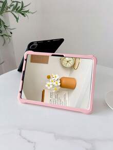 1 pieza Funda de silicona suave rosa ondulada minimalista para tableta con soporte giratorio 360°, silicona gruesa de tacto suave con cobertura total resistente a caídas y al desgaste, compatible con iPad 9.7/Air/Air2/10.2/10.5/Air4/Air5/10th/10.9/Pro11"/Air11(M2)/Pro11(M4)2024/ Air 11-Inch (M3) 2025/ (A16) 11 Inch 11th Generation 2025 Apple Models, funda protectora de silicona para tableta, creativa/nicho/novedosa/personalizada, soporte para lápiz, lápiz no incluido - Rosa - Ver 8