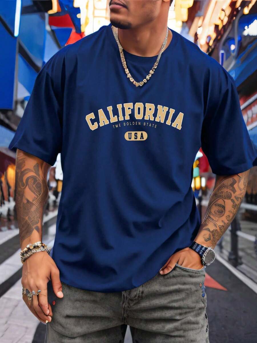 Men's Casual Short-Sleeved Crew Neck T-Shirt, Solid Color And Minimalist Style, For Everyday Wear In Spring/Summer - Grey - View 1