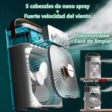 Ventilador de mano, ventilador portátil 3 en 1, aires acondicionados, enfriador eléctrico USB, luz nocturna LED, para maquillaje, viajes, actividades al aire libre. RO70 - Blanco - Ver 3