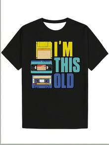 Camiseta casual de hombre con cuello redondo y estampado, talla grande. - Multicolor - Ver 1