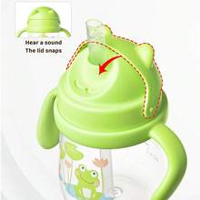 1pc 270ml Cartoon Straw Sippy Cup, Bear Design, Leak-Proof Straw Balance Cup With Handle, Suitable For 6 Months+, Silicone Straw, Clear Scale - Multicolor - View 8