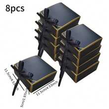 1/8/16Pcs  Luxury Gold Foil Gift Box With Ribbon, Wedding Favor Box, Bridesmaid Gift Packaging, - View 15
