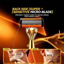 Men's 8-Layer Blades Gold-Plated Manual Razor Kit , Comfort Grip, Reusable, Lightweight For Travel, Delivers A Close, Smooth Shave For Everyday Grooming Needs, Ideal For Daily & Travel Use ﻿ - Multicolor - View 5